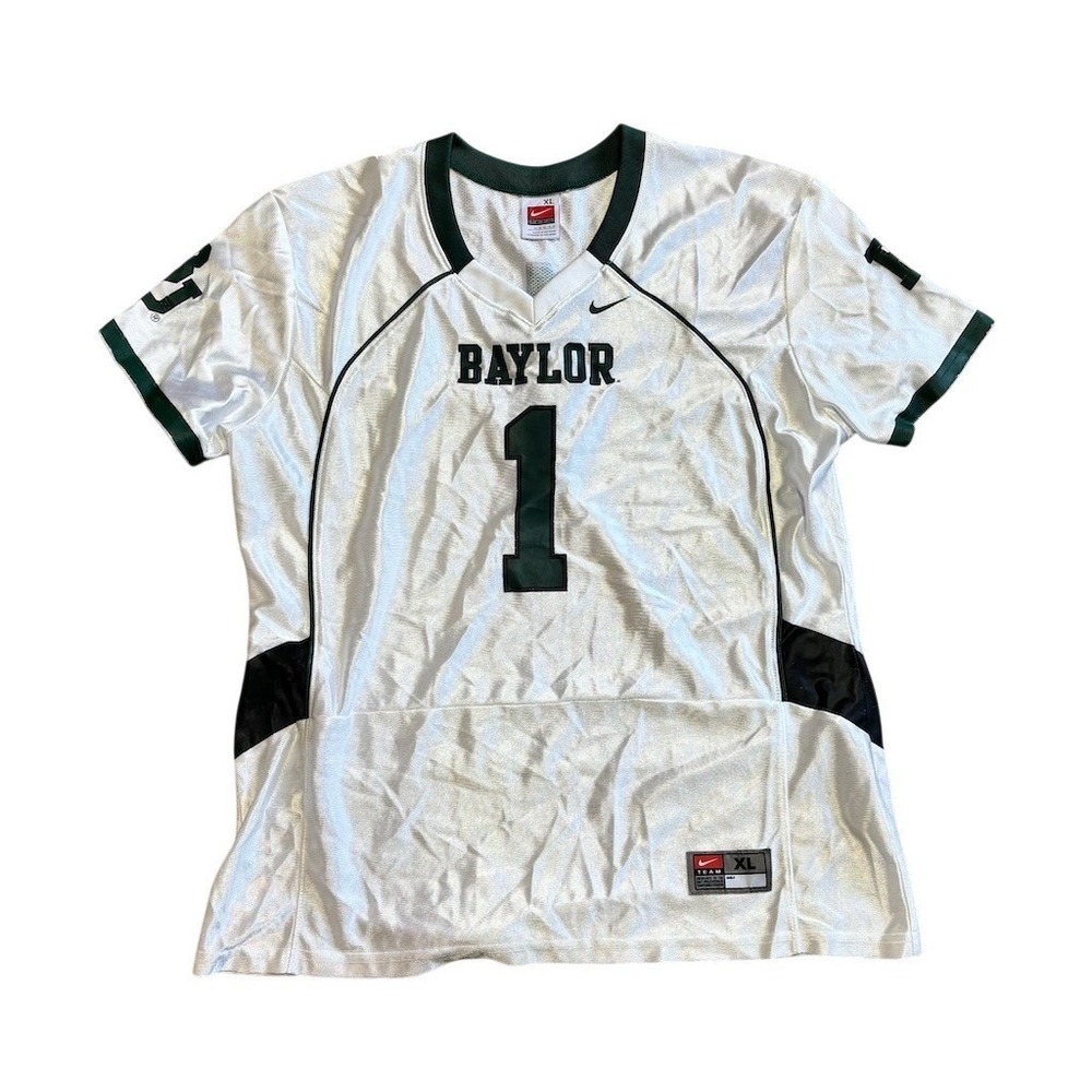 Nike Team Team Baylor Bears #1 Football Jersey Youth XL White Green V-Neck